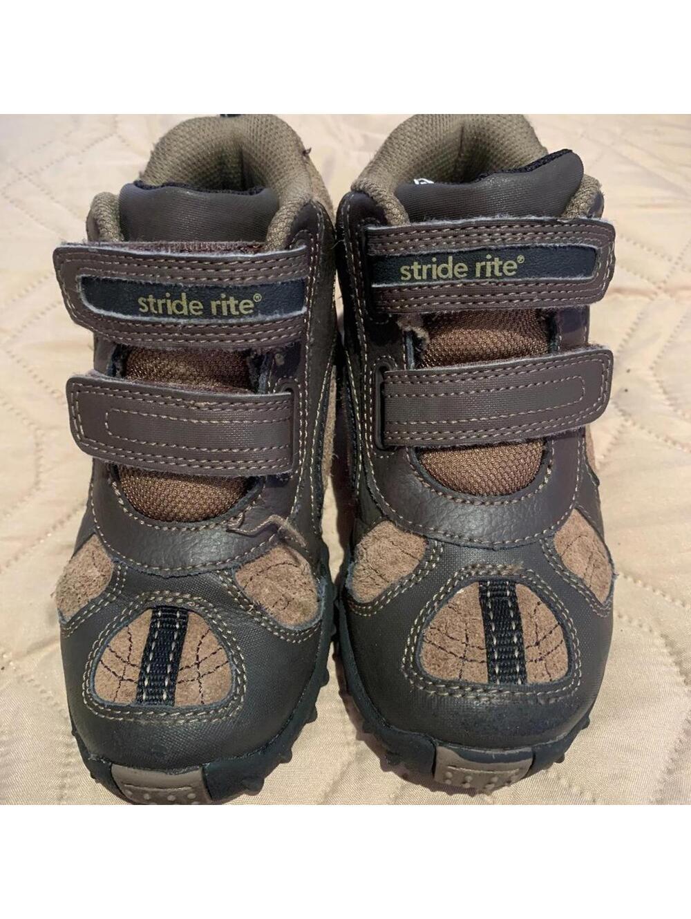 Stride Rite Boys Jackson Taupe Hook and Loop Hiking Boots Size 12M